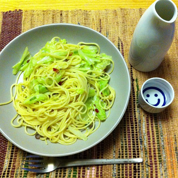 夕飯はパスタ